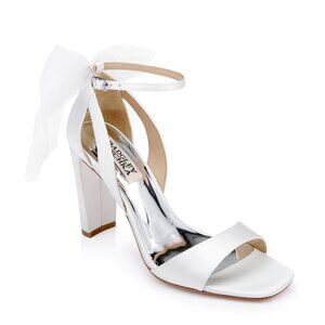 NWOB Badgley Mischka Satin Kim Mesh Bow Block Heel Sandals - 8